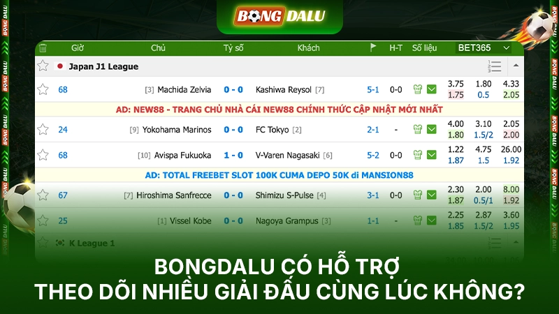 Bongdalu có hỗ trợ theo dõi nhiều giải đấu cùng lúc không? Bongdalu có hỗ trợ theo dõi nhiều giải đấu cùng lúc không?